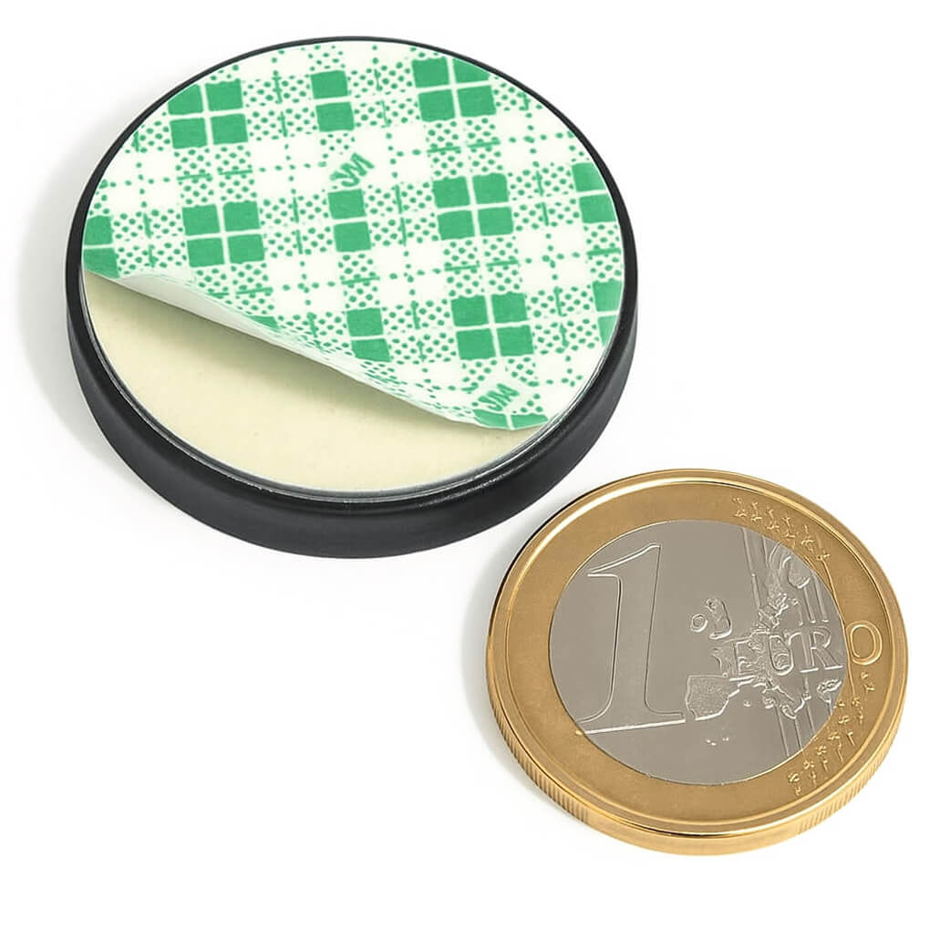Aimant néodyme caoutchouc plot antigliss Ø31mm avec adhésif, puissance 8.9 kg 70 Aimant néodyme caoutchouc plot antigliss Ø31mm avec adhésif, puissance 8.9 kg