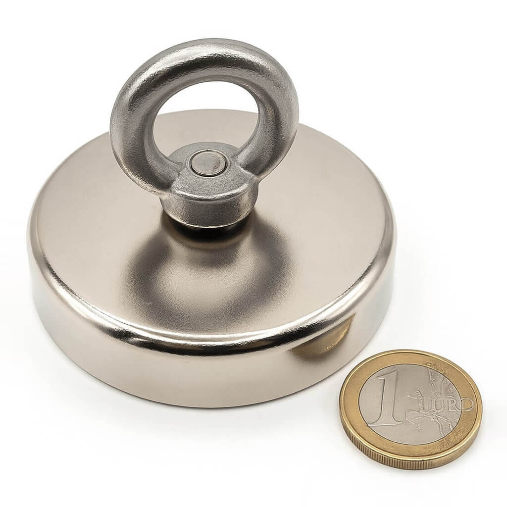 Aimant de pêche Ø60mm avec œillet, puissance 160kg