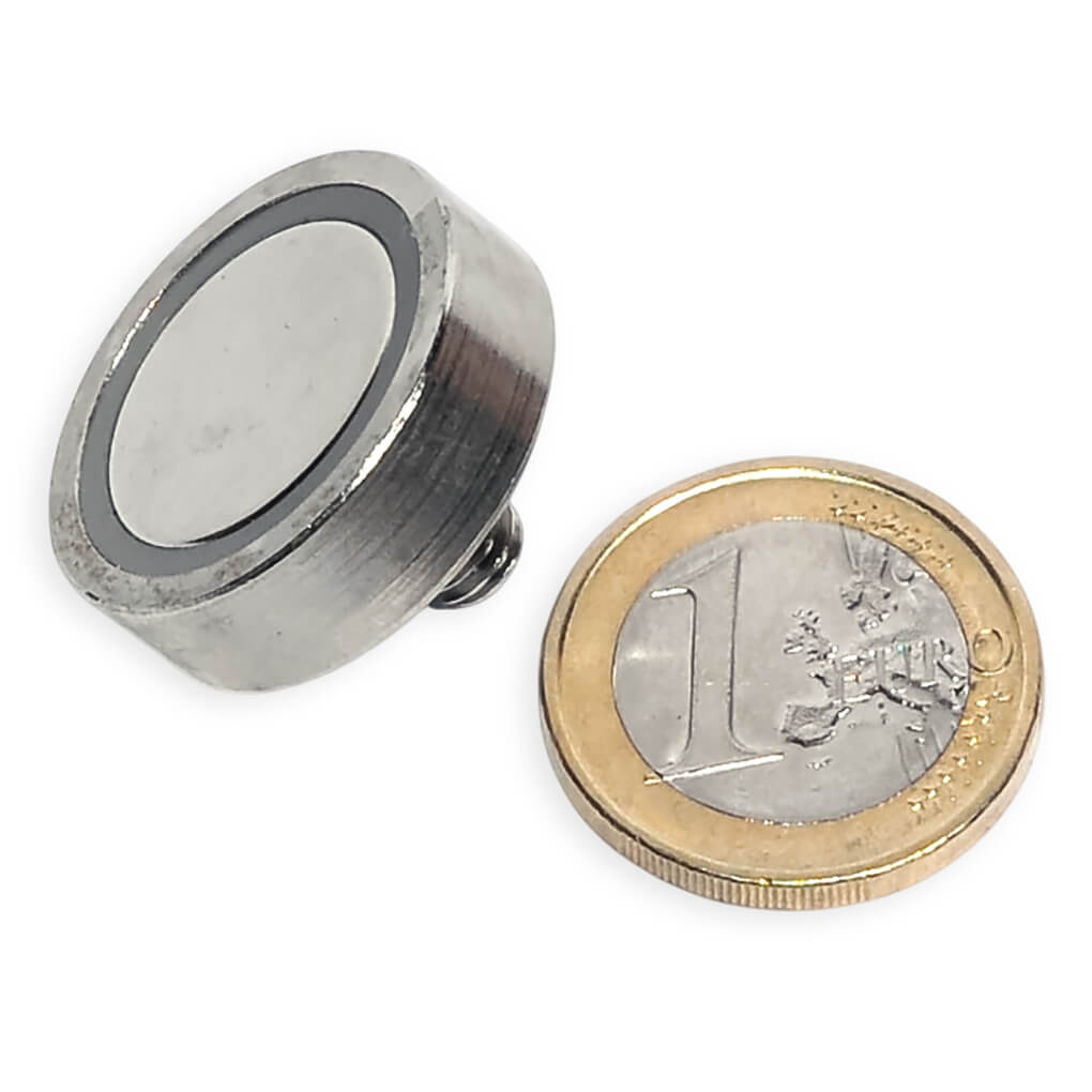 Aimant néodyme Ø 25mm avec tige filetée M5, puissance 23 kg 46 Aimant néodyme Ø 25mm avec tige filetée M5, puissance 23 kg