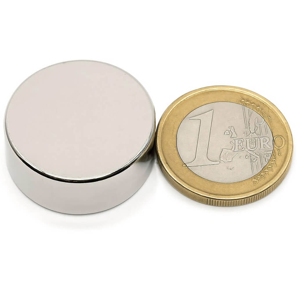 Aimant néodyme disque Ø25 x 10mm, puissance 14kg 46 Aimant néodyme disque Ø25 x 10mm, puissance 14kg