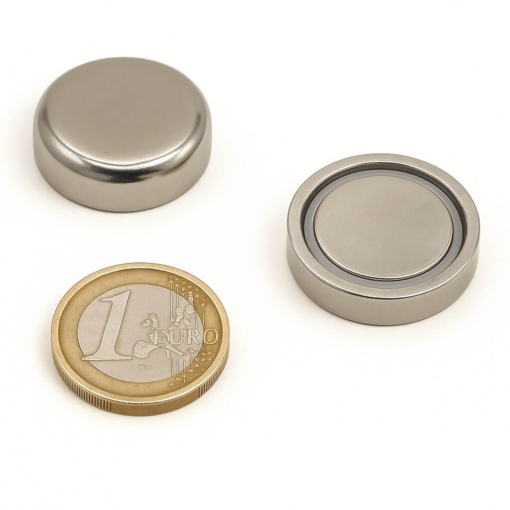 aimant néodyme en pot d'acier Ø32 x 7mm