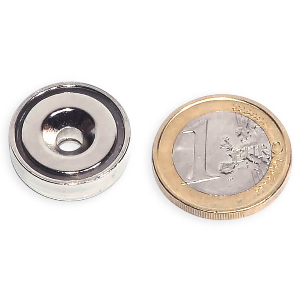 Aimant néodyme ⌀20mm avec trou de fixation , puissance 11kg