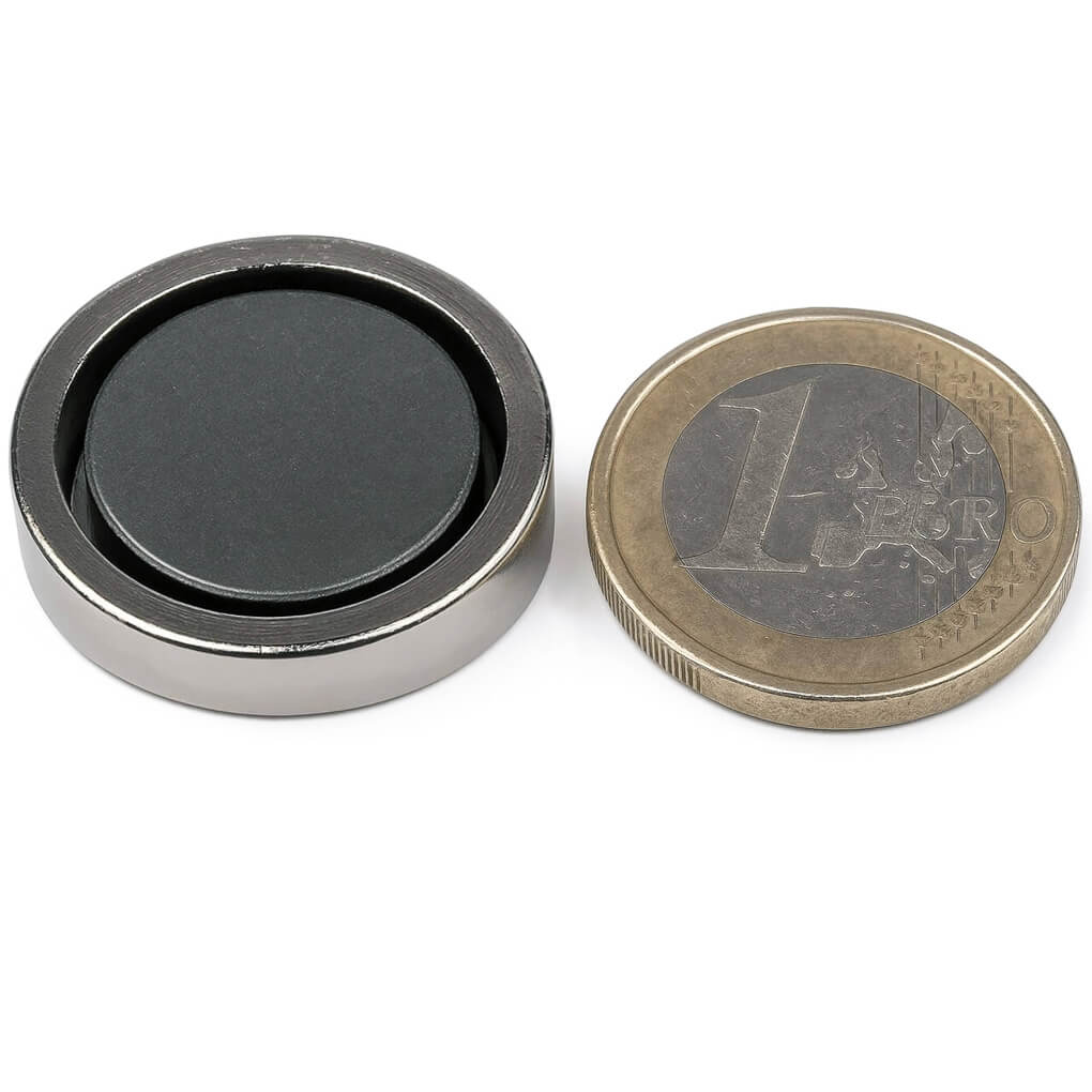 aimant néodyme en pot d'acier Ø25 x 7mm