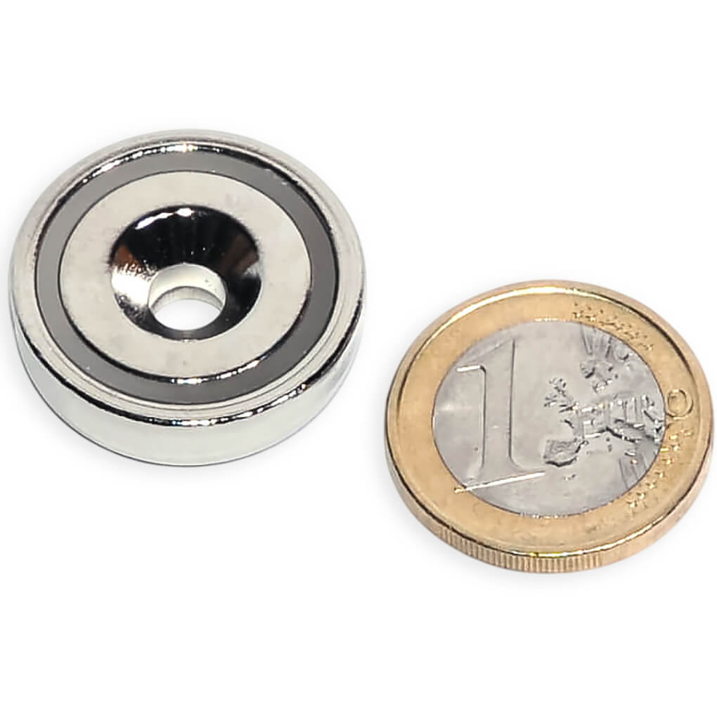 Aimant néodyme ⌀25mm avec trou de fixation, puissance 20kg 48 Aimant néodyme ⌀25mm avec trou de fixation, puissance 20kg