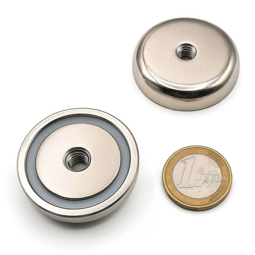 Aimant avec trou fileté Ø 42mm, puissance 50kg 50 Aimant avec trou fileté Ø 42mm, puissance 50kg